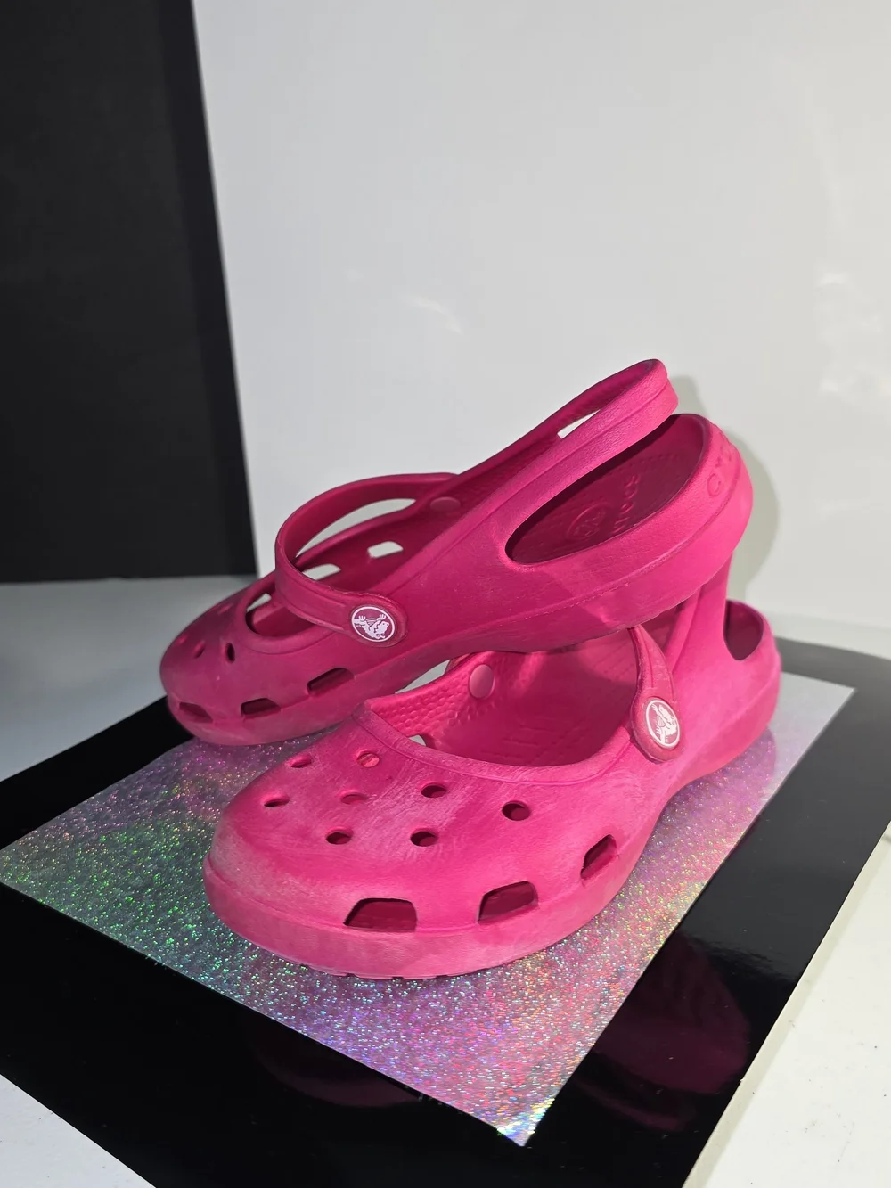 CROCS Shayna Hot Pink Mary Jane-Style Clog with Back Strap Big Girls Sz 6